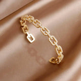 Crystal Hollow Geometric Bangles Bracelets Women Jewelry