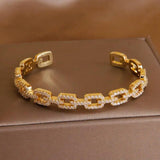 Crystal Hollow Geometric Bangles Bracelets Women Jewelry