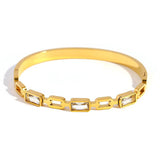 Evil Eye Shell Zircon Bangle Bracelet Stainless Steel Wrist Friendship Gift