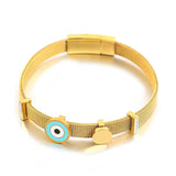 Evil Eye Shell Zircon Bangle Bracelet Stainless Steel Wrist Friendship Gift