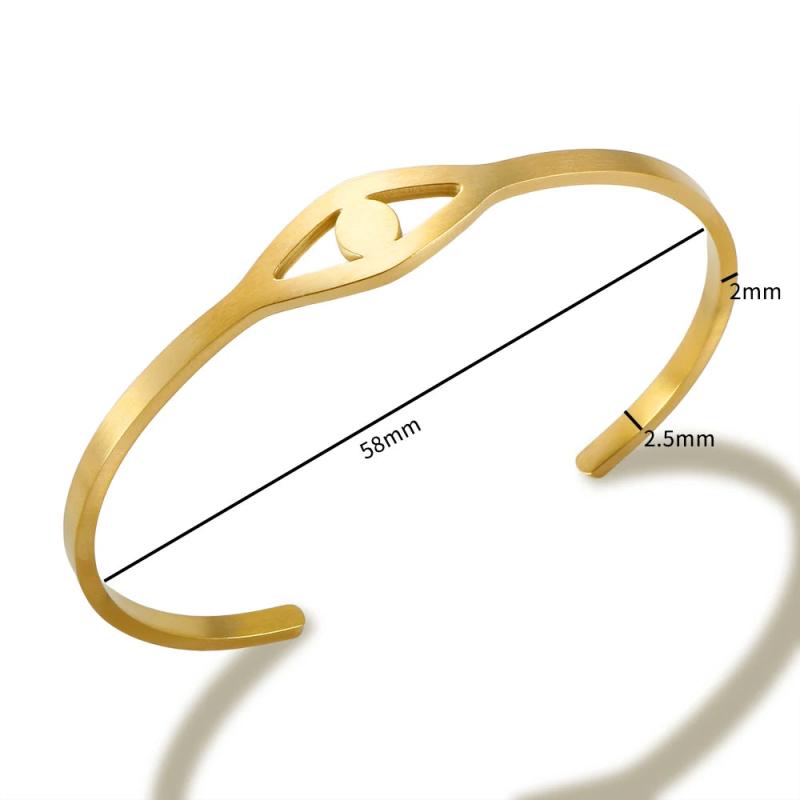 Classic Charm Cuff Bracelet Stainless Steel Eye Plated Bangle