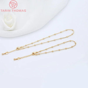 2PCS 3MM Ball Brass Finished Chain Anklet DIY Jewelry Findings