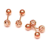 Purple Round Bead Screw Ear Studs Double Wear 14K Rose Earrings