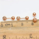 Purple Round Bead Screw Ear Studs Double Wear 14K Rose Earrings