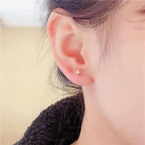 Purple Round Bead Screw Ear Studs Double Wear 14K Rose Earrings