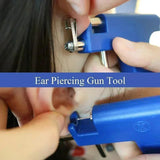 98PCS Piercing Gun Machine Supply Kit Set Ear Studs Safty Sterile Piercer