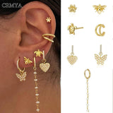Turtle Cat Paw Bee Stud Earrings Piercing Heart Dangle Ear-Ring Jewelry