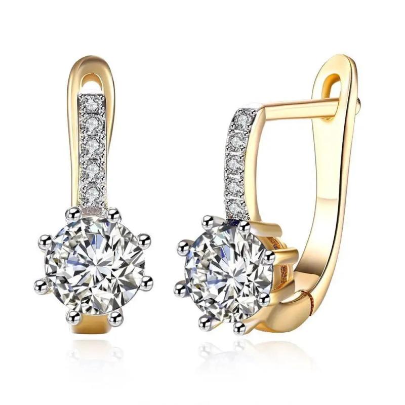Royal Zircon Hoop Earrings 18k Jewelry AAA+ Nickel