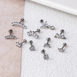 G23 Titanium Stud Earring Zircon Crown Ear Cuff