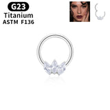 Titanium Hinged Nose Ring Septum Ring Hoops 16G Round Zircon Women Jewelry
