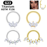 Titanium Hinged Nose Ring Septum Ring Hoops 16G Round Zircon Women Jewelry