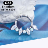 Titanium Hinged Nose Ring Septum Ring Hoops 16G Round Zircon Women Jewelry