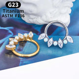 Titanium Hinged Nose Ring Septum Ring Hoops 16G Round Zircon Women Jewelry