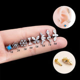 G23 Titanium 1.2*8mm Piercing Bat Snake Flat Studs Lip Stud Earring