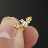 F136 G23 Titanium Bat Horse Eye Lip Stud Earring 16g