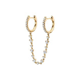 Chain Dangle Earrings Zircon Double Hoop Piercing Jewelry