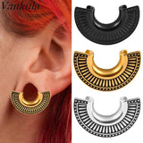 Vankula 2PCS 316 Fan-Shaped Ear Tunnels Piercing Studs