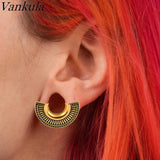 Vankula 2PCS 316 Fan-Shaped Ear Tunnels Piercing Studs