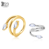 F136 Titanium CZ Pave Side Marquise Stone Center Hinged Segment Hoop Ring