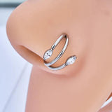 F136 Titanium CZ Pave Side Marquise Stone Center Hinged Segment Hoop Ring