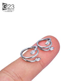 F136 Titanium CZ Pave Side Marquise Stone Center Hinged Segment Hoop Ring