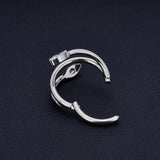 F136 Titanium CZ Pave Side Marquise Stone Center Hinged Segment Hoop Ring