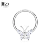 Titanium Hinged Segment Hoop CZ Paved Tragus Ear Ring
