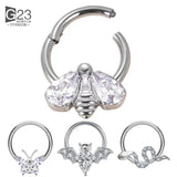 Titanium Hinged Segment Hoop CZ Paved Tragus Ear Ring