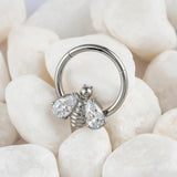 Titanium Hinged Segment Hoop CZ Paved Tragus Ear Ring