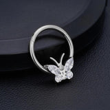 Titanium Hinged Segment Hoop CZ Paved Tragus Ear Ring