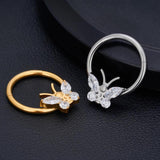 Titanium Hinged Segment Hoop CZ Paved Tragus Ear Ring