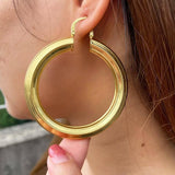 Women's Big Hoop Earrings Twisted Loop Stud Charm Large Earring