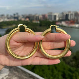 Women's Big Hoop Earrings Twisted Loop Stud Charm Large Earring