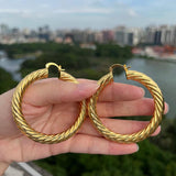 Women's Big Hoop Earrings Twisted Loop Stud Charm Large Earring