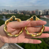 Women's Big Hoop Earrings Twisted Loop Stud Charm Large Earring