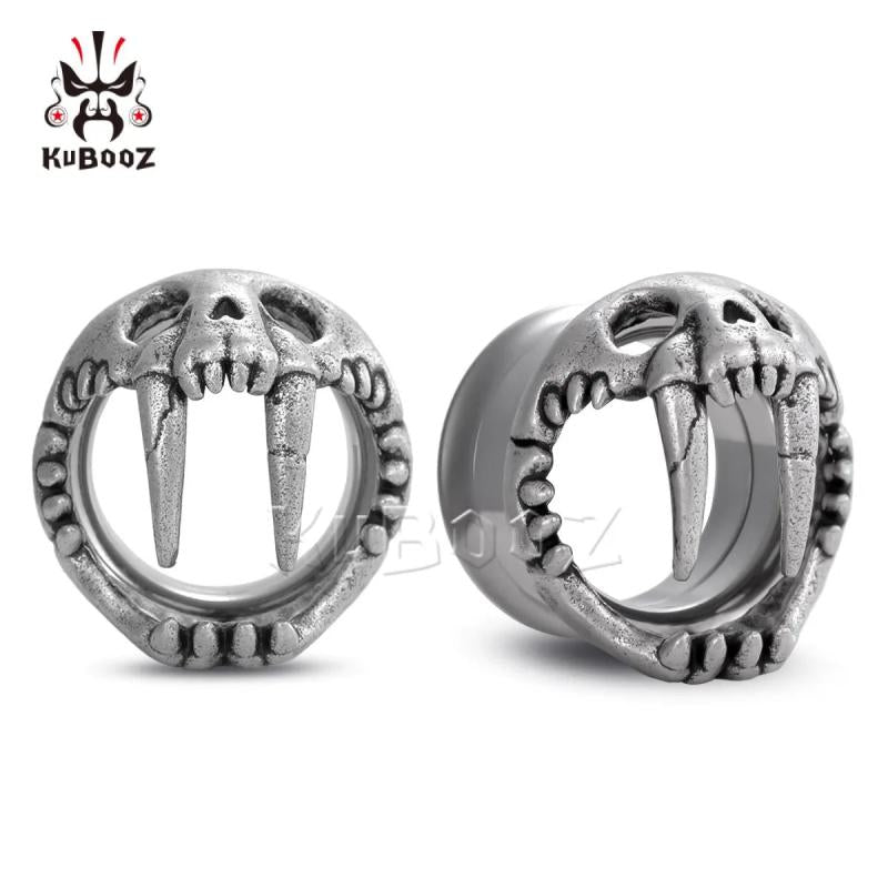 Stainless Steel Skull Expander Gauges Earrings 2PCS