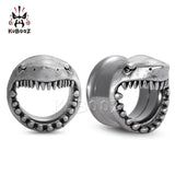 Shark Gauges Stainless Steel Ear Tunnels Plugs Expander Piercing Body Jewelry