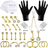 47PCS Stainless Steel Piercing Needle Tool Kit with Clamp Gloves