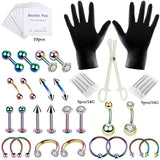 47PCS Stainless Steel Piercing Needle Tool Kit with Clamp Gloves