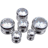 Crystal Zircon Ear Plug Tunnel Earring Cartilage Expander 1Pair