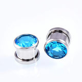 Crystal Zircon Ear Plug Tunnel Earring Cartilage Expander 1Pair