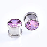 Crystal Zircon Ear Plug Tunnel Earring Cartilage Expander 1Pair