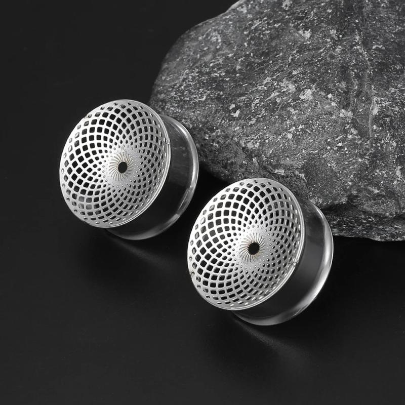 2PCS Hollow Ear Gauges Plugs Tunnels 316 Stainless Steel Piercing Women Body Jew