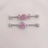 1PC Stainless Steel Industrial Piercing Rose Crystal Cartilage In The Ear