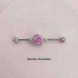 1PC Stainless Steel Industrial Piercing Rose Crystal Cartilage In The Ear