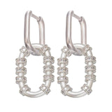 Small Oval Hoop Earrings with CZ Crystal for Women