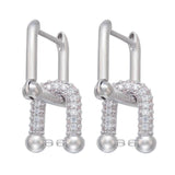 Small Oval Hoop Earrings with CZ Crystal for Women