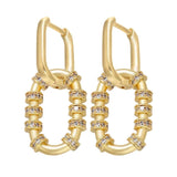 Small Oval Hoop Earrings with CZ Crystal for Women