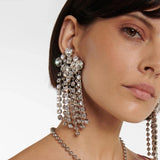 Stonefans Crystal Tassel Clip Earrings for Women Wedding Jewelry