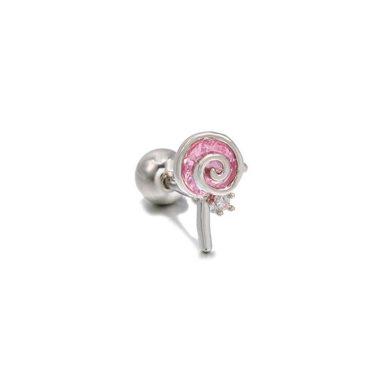 Pink Crystal Heart Bear Stud Earrings Purple Wings Cartilage Ear Studs